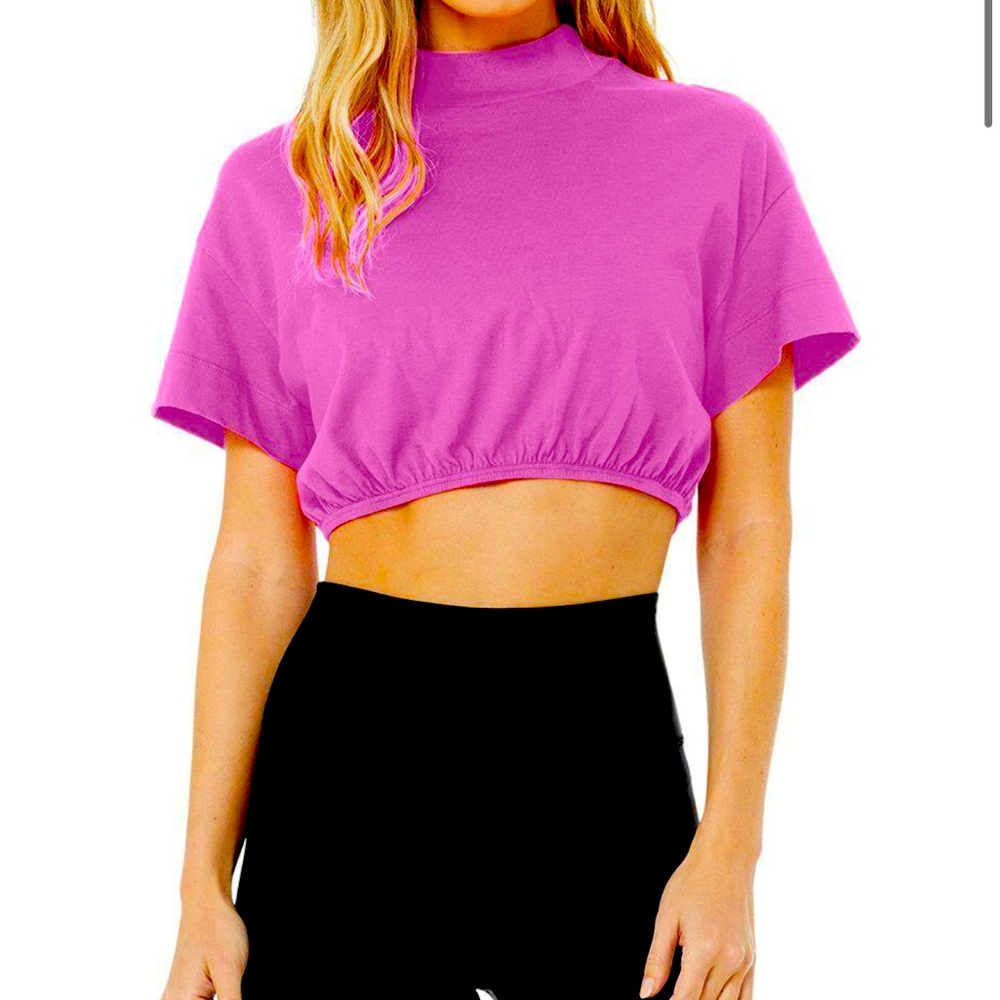 ALO Yoga Lavender Short Sleeve Crop Top